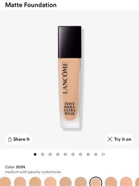 Teint Idole Ultra Wear Matte Foundation — 305N Medium Peachy